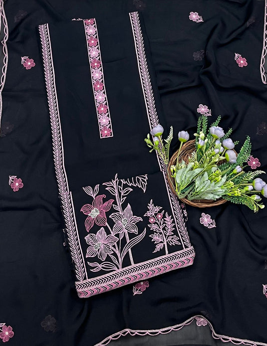 3B Organza Black Suit Fabric/ CKC Partywear Collection
