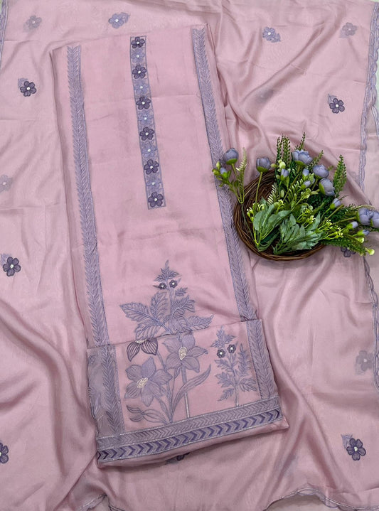 998A Organza Light Pink Suit Fabric/ CKC Partywear Collection