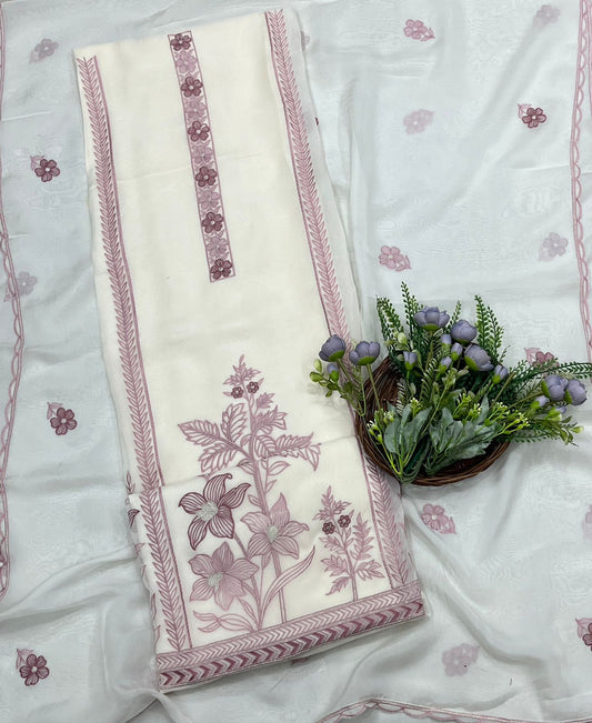 999A Organza Off White Suit Fabric/ CKC Partywear Collection