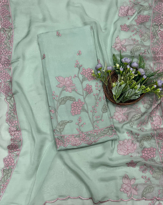 994A Organza Dusty Sea Green Suit Fabric/ CKC Partywear Collection