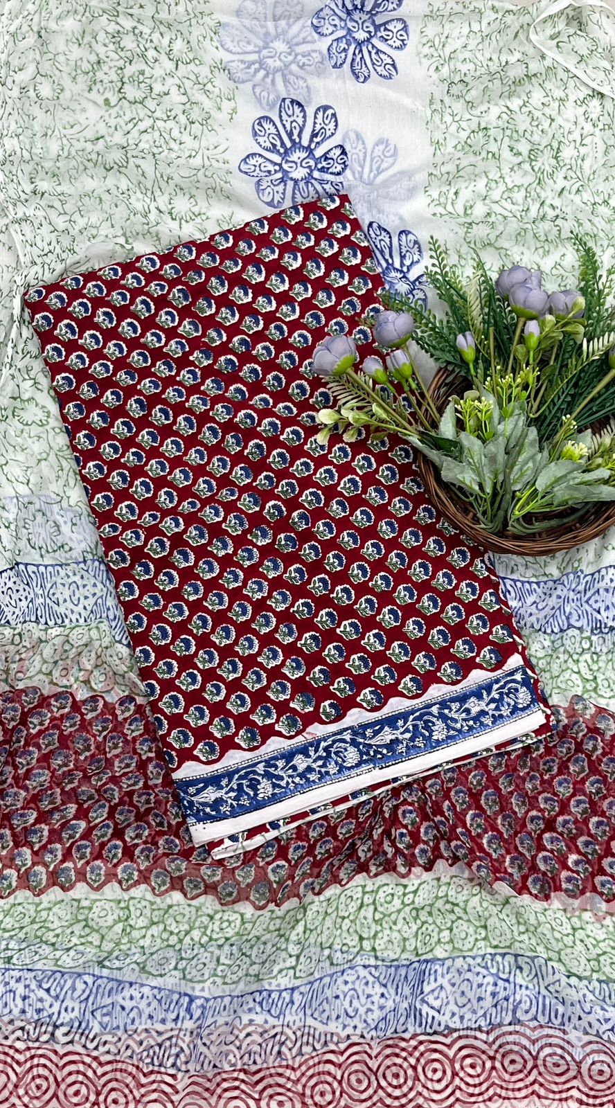 10B Cotton Red Suit Fabric / CKC Cotton Bazaar