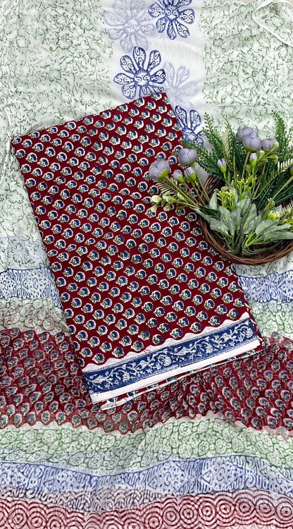10B Cotton Red Suit Fabric / CKC Cotton Bazaar