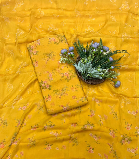 42B Chiffon Yellow Suit Fabric / CKC Chiffon Suits