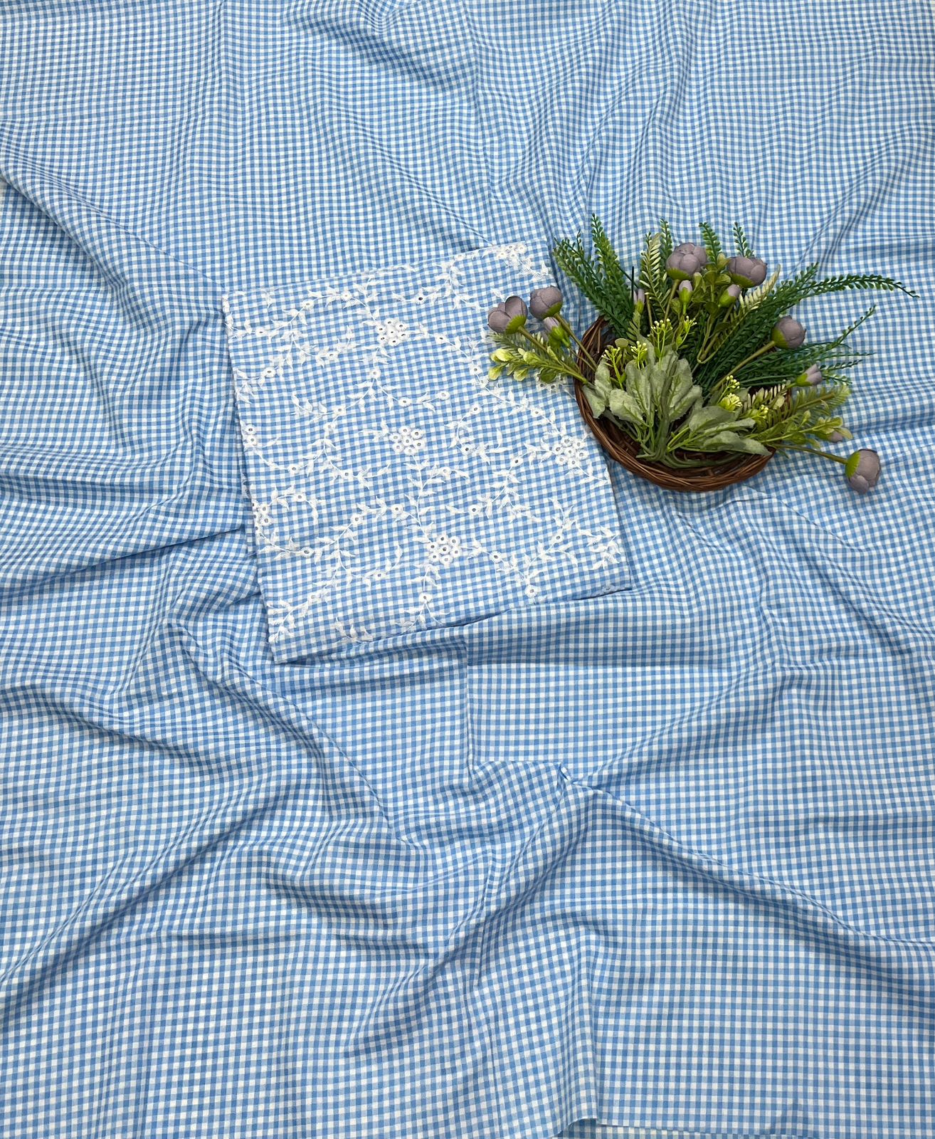 35B Cotton Sky Blue Color Suit Fabric / CKC Cotton Bazaar