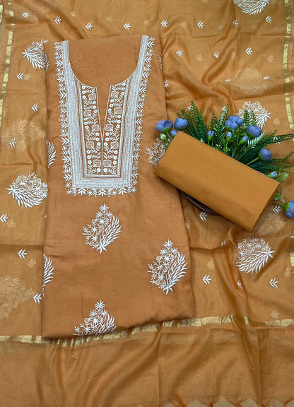 52B Mul Cotton Mango Yellow Color Suit Fabric / CKC Mul Cotton
