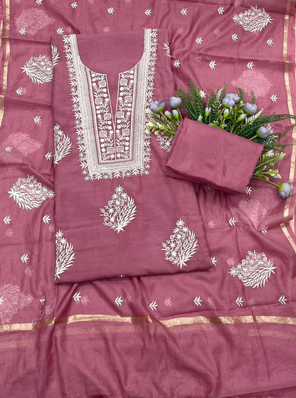 50B Mul Cotton Dusty Pink Color Suit Fabric / CKC Mul Cotton