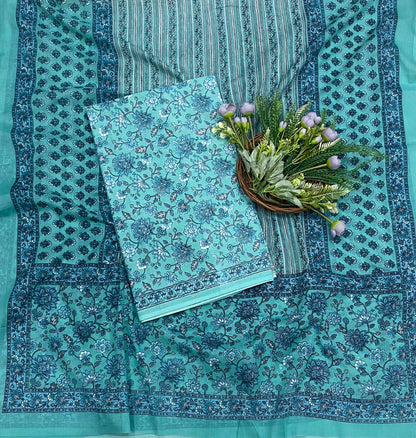 70B Cotton Dusty Sky Blue Color Suit Fabric / CKC Cotton Bazaar