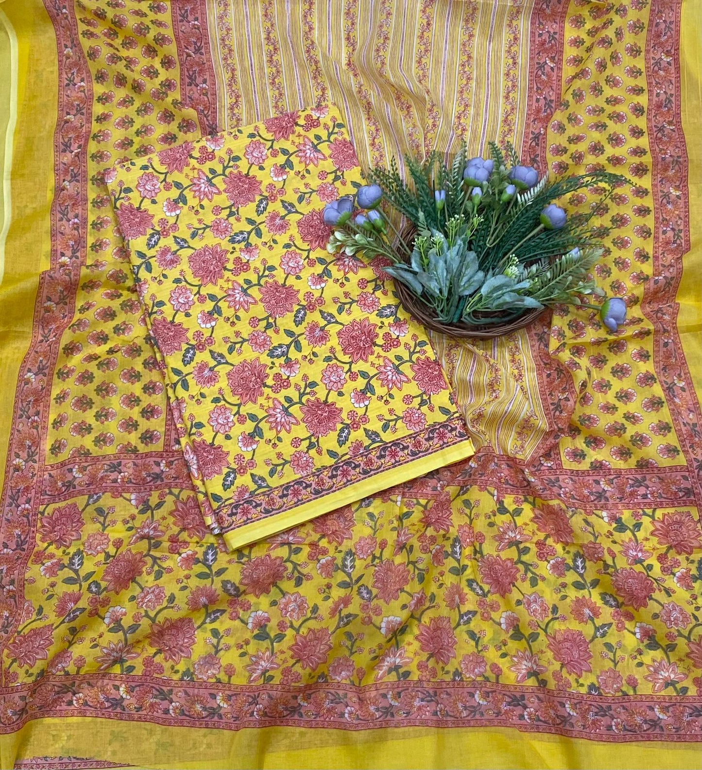 71B Cotton Yellow Color Suit Fabric / CKC Cotton Bazaar