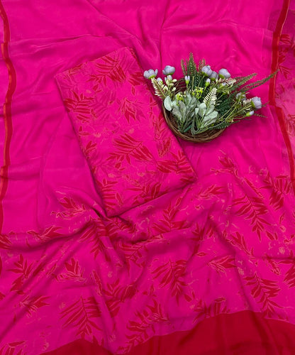 841A Chiffon Hot Pink Suit Fabric/ CKC Chiffon Suits