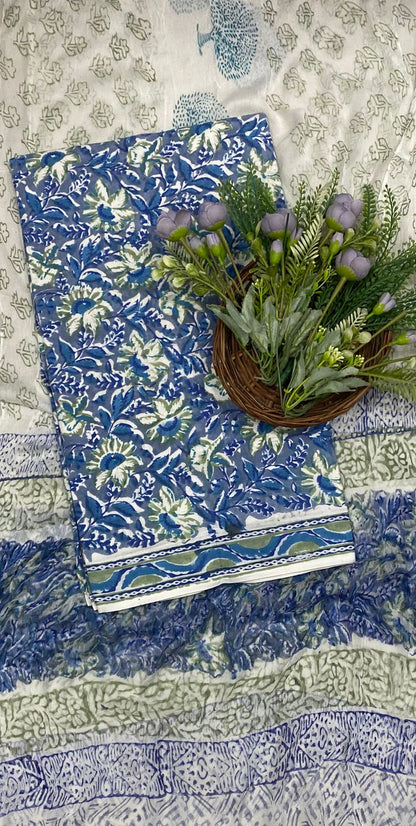 66B Cotton Blue Color Suit Fabric / CKC Cotton Bazaar
