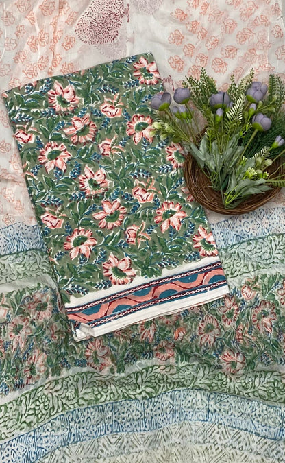 67B Cotton Green Color Suit Fabric / CKC Cotton Bazaar
