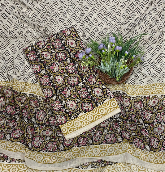 59B Cotton Black With Cream Color Suit Fabric / CKC Cotton Bazaar
