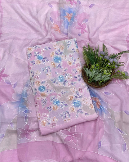 62B Georgette Pink Suit Fabric/ CKC Partywear Collection