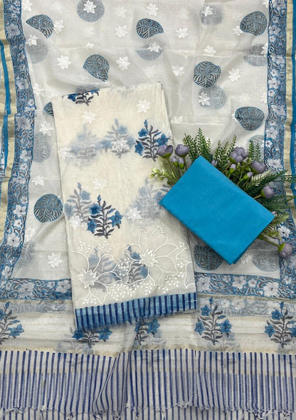 44B Mul Sky Blue Color Suit Fabric / CKC Mul Cotton
