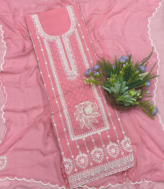 82B Georgette Pink Color Suit Fabric/ CKC Partywear Collection