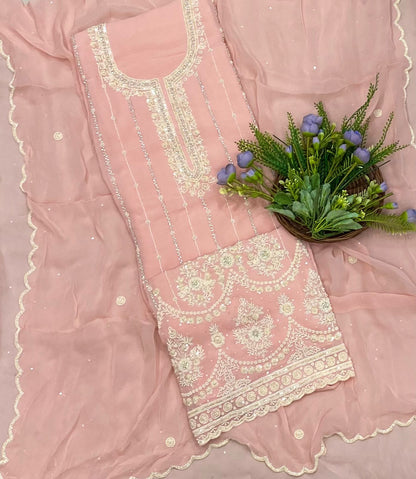 113B Georgette Dusty Pink Color Suit Fabric/ CKC Partywear Collection