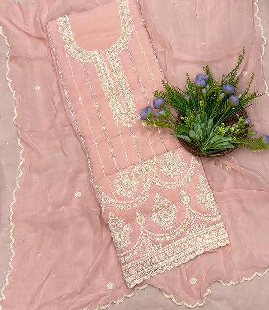 113B Georgette Dusty Pink Color Suit Fabric/ CKC Partywear Collection