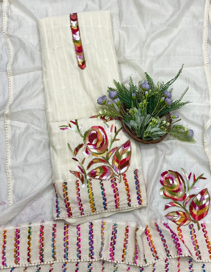 97B Mul Cream Color Suit Fabric / CKC Mul Cotton