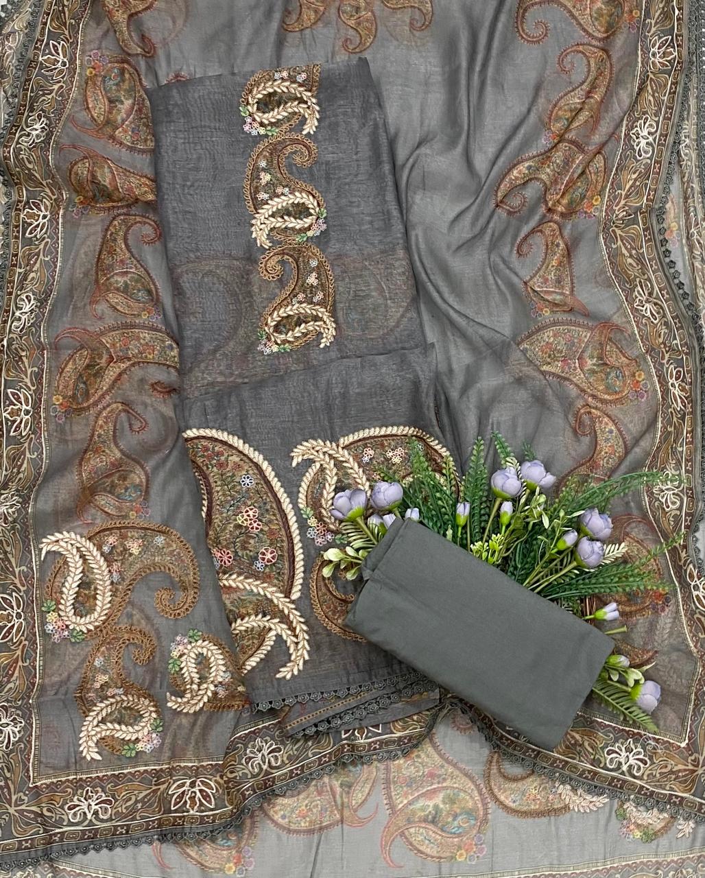 98B Mul Gray Color Suit Fabric / CKC Mul Cotton