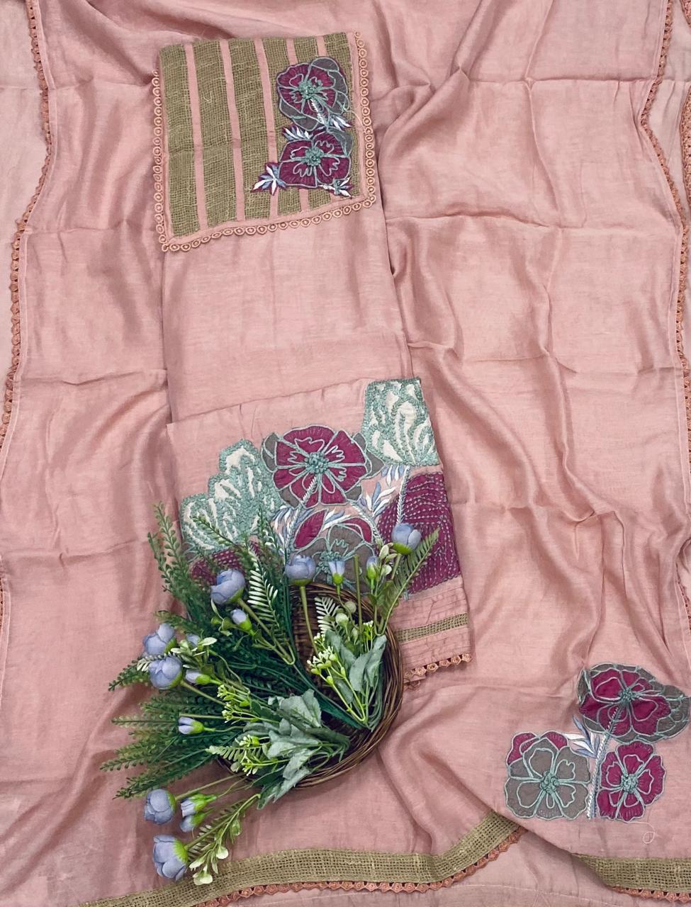 101B Mul Dusty Peach Color Suit Fabric / CKC Mul Cotton