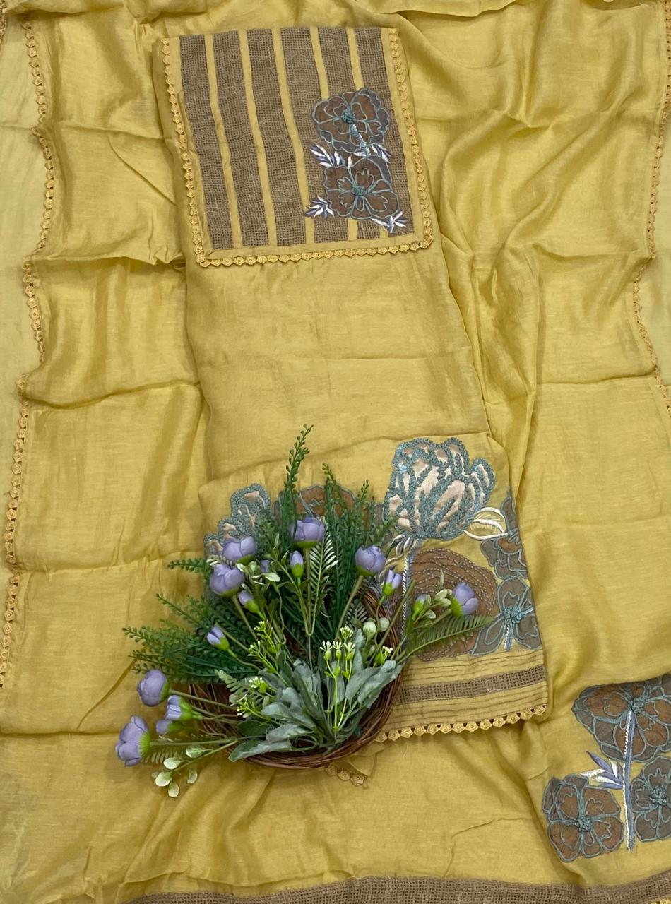 102B Mul Mustard Color Suit Fabric / CKC Mul Cotton