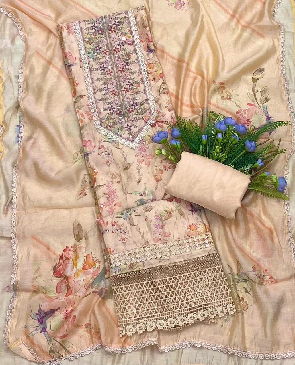128B Modal Cotton Peach Color Suit Fabric / CKC Cotton Bazaar
