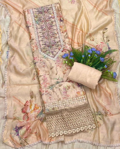 128B Modal Cotton Peach Color Suit Fabric / CKC Cotton Bazaar
