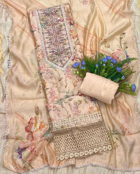 128B Modal Cotton Peach Color Suit Fabric / CKC Cotton Bazaar