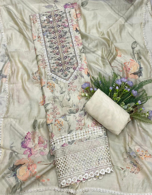 130B Modal Cotton Sea Green Color Suit Fabric / CKC Cotton Bazaar