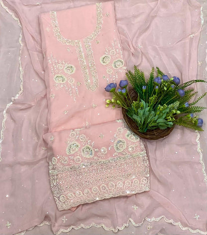 108B Georgette Pink Color Suit Fabric/ CKC Partywear Collection