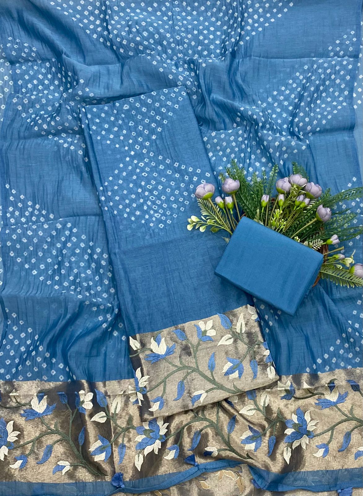 131B Pure Mul Cotton Blue Color Suit Fabric / CKC Mul Cotton