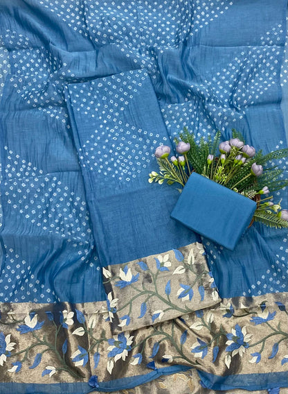 131B Pure Mul Cotton Blue Color Suit Fabric / CKC Mul Cotton