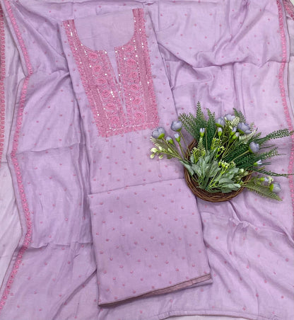 315b Mul Cotton Light Lilac Color Suit Fabric / CKC Mul Cotton