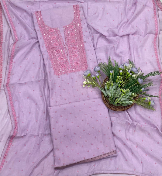 315b Mul Cotton Light Lilac Color Suit Fabric / CKC Mul Cotton
