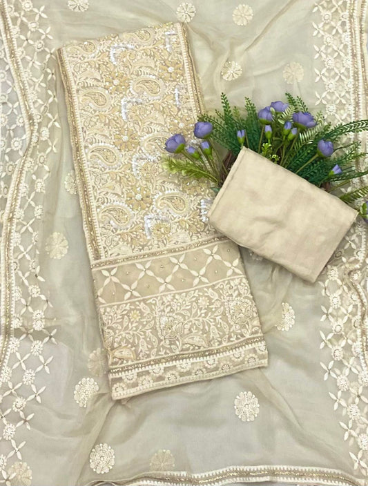 177B Lakhnavi Georgette Lemon Yellow Suit Fabric/ CKC Lakhnavi Suits