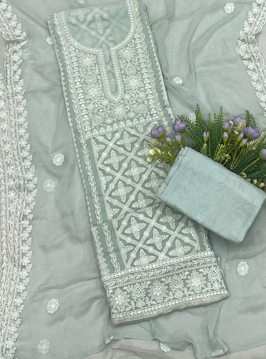 181B Georgette Sea Green Color Suit Fabric/ CKC Partywear Collection