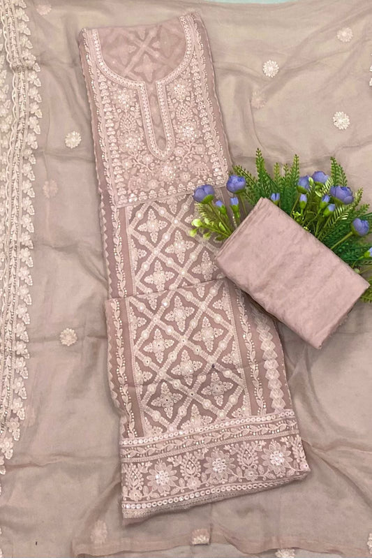 183B Georgette Dusty Rose Color Suit Fabric/ CKC Partywear Collection