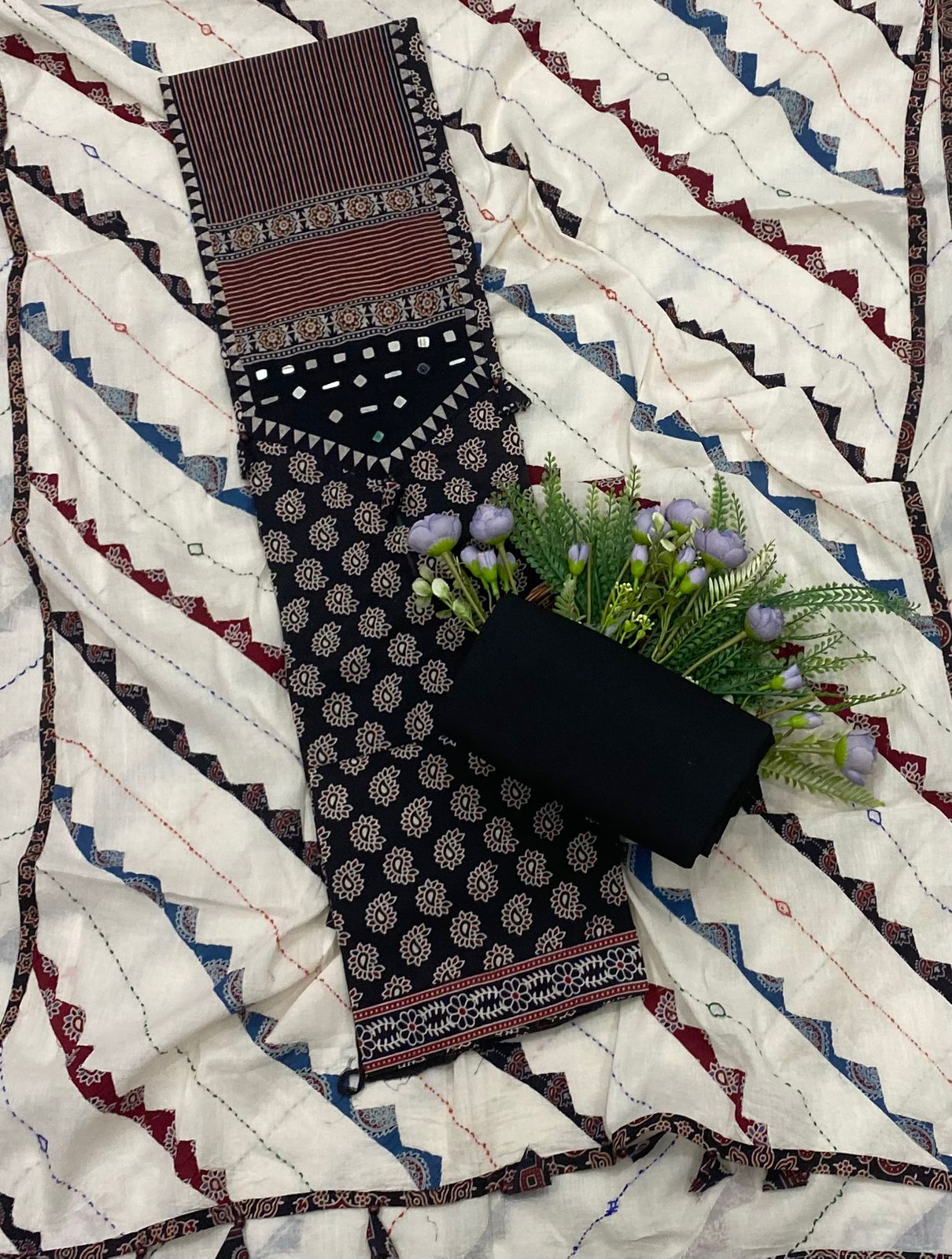 198B Cotton Black Color Suit Fabric / CKC Cotton Bazaar