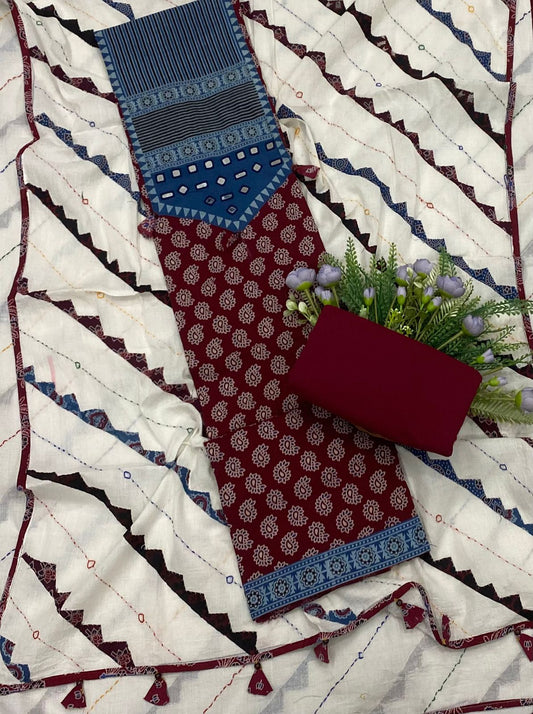 200B Cotton Red Color Suit Fabric / CKC Cotton Bazaar