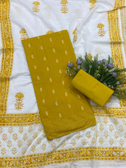 212B Cotton Dusty Mustard Color Suit Fabric / CKC Cotton Bazaar