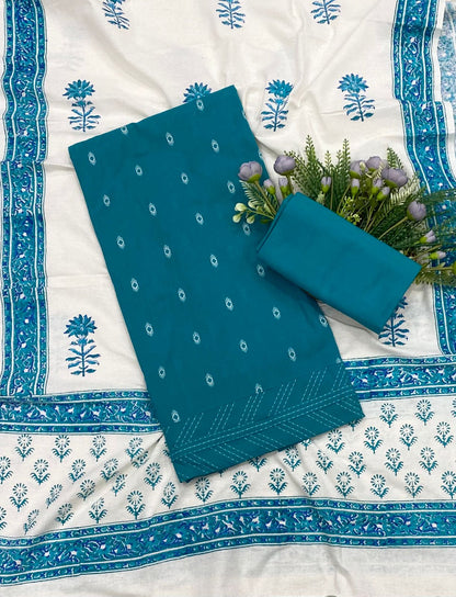 213B Cotton Ferozi Color Suit Fabric / CKC Cotton Bazaar