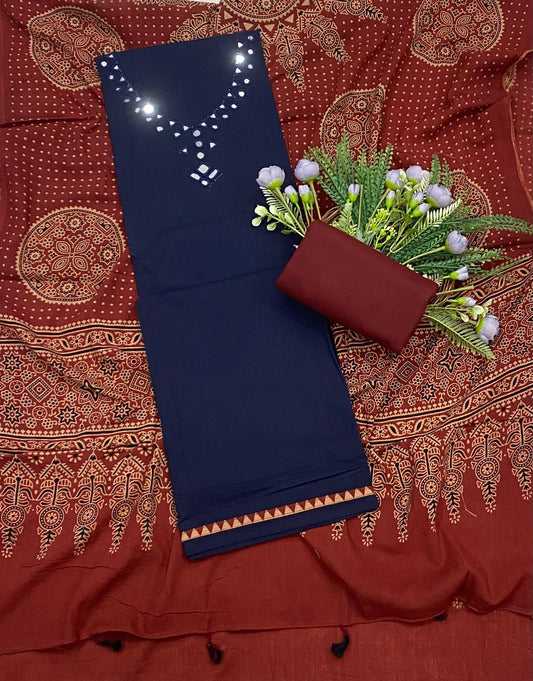 215B Cotton Blue Color Suit Fabric / CKC Cotton Bazaar