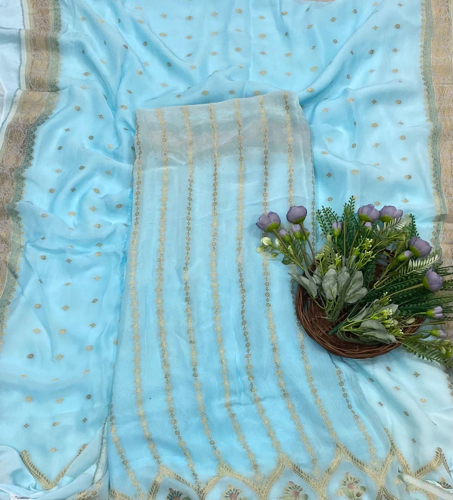 254B Georgette Sky Blue Color Suit Fabric/ CKC Partywear Collection