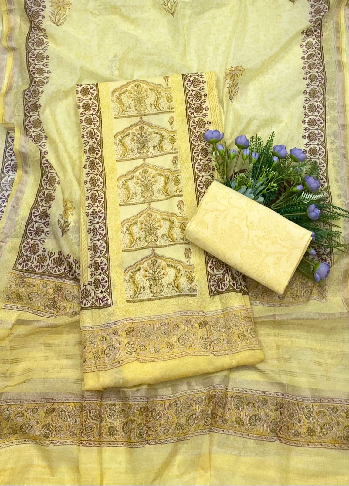 236B Mul Yellow Color Suit Fabric / CKC Mul Cotton