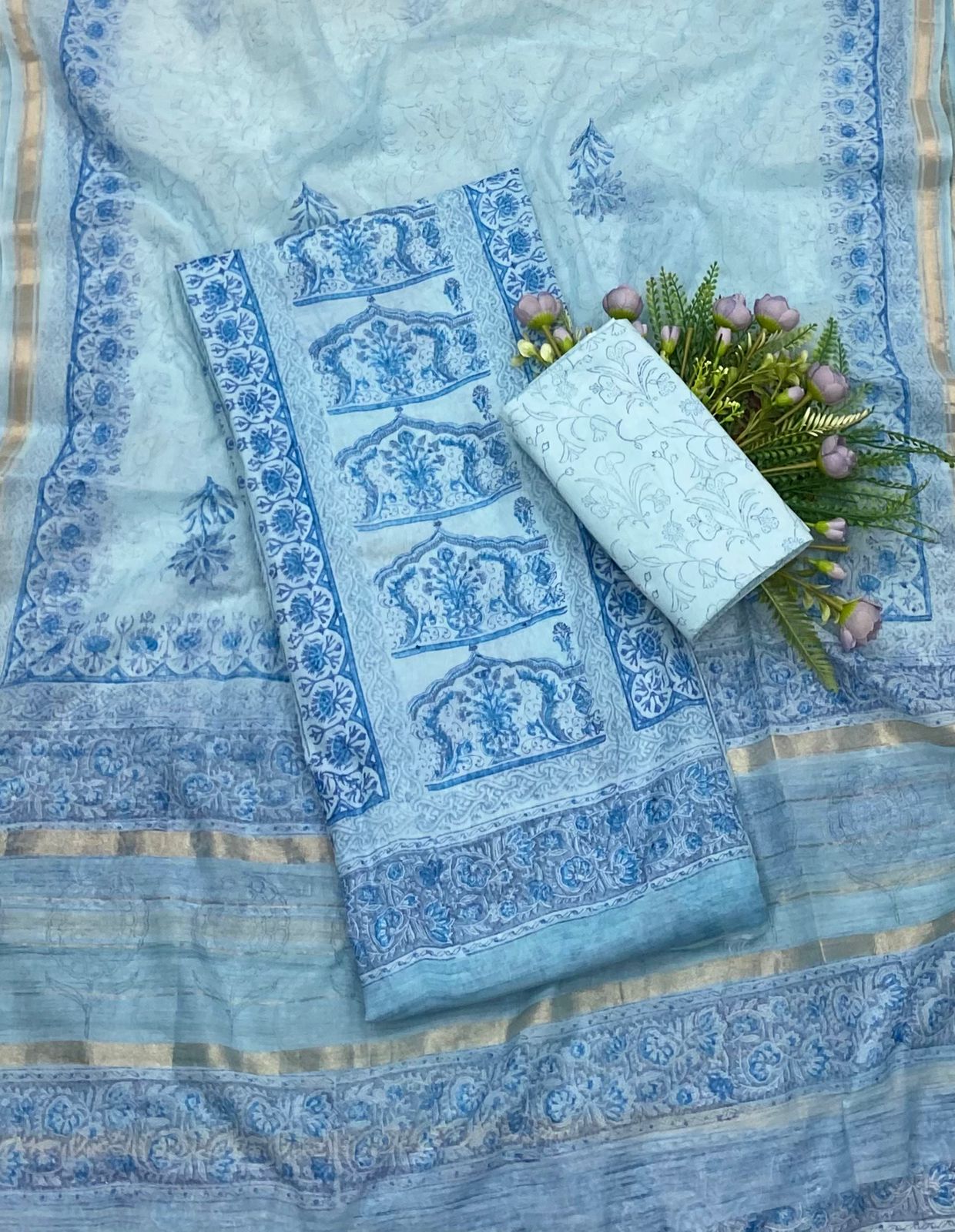 237B Mul Blue Color Suit Fabric / CKC Mul Cotton