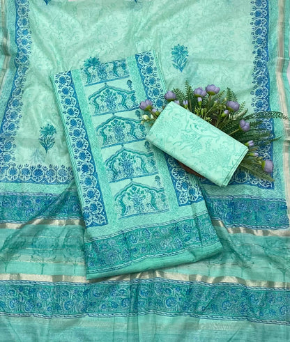 238B Mul Sea Green Color Suit Fabric / CKC Mul Cotton
