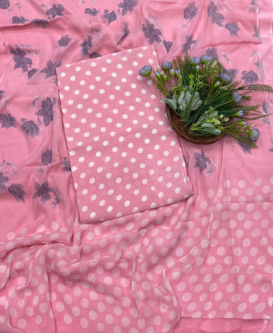 231B Crepe Polka Light Pink Suit Fabric/ CKC Polka Story