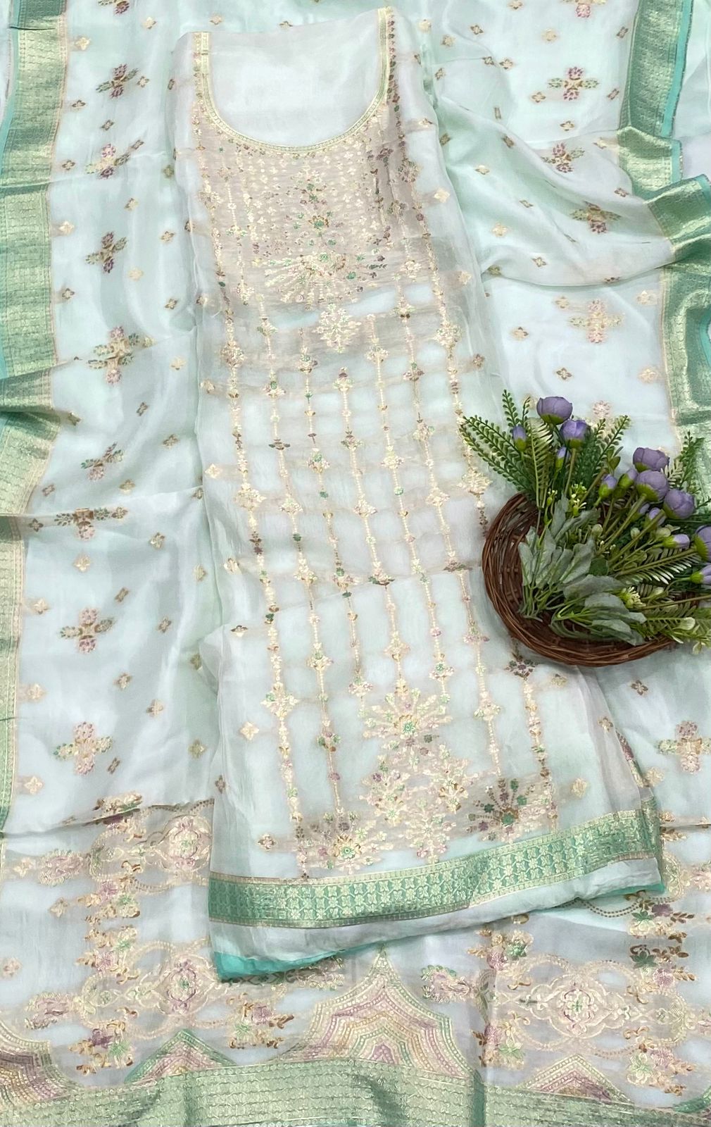 Organza Sea Blue Fabric/ CKC Partywear Collection