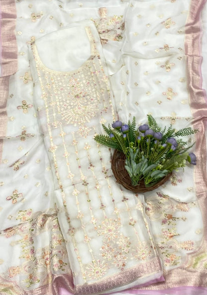 Organza Off White Fabric/ CKC Partywear Collection