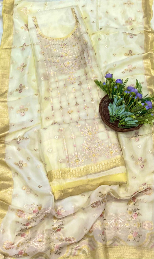 Organza Lemon suits Fabric/ CKC Partywear Collection